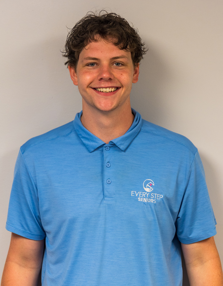 a man wearing a blue shirt