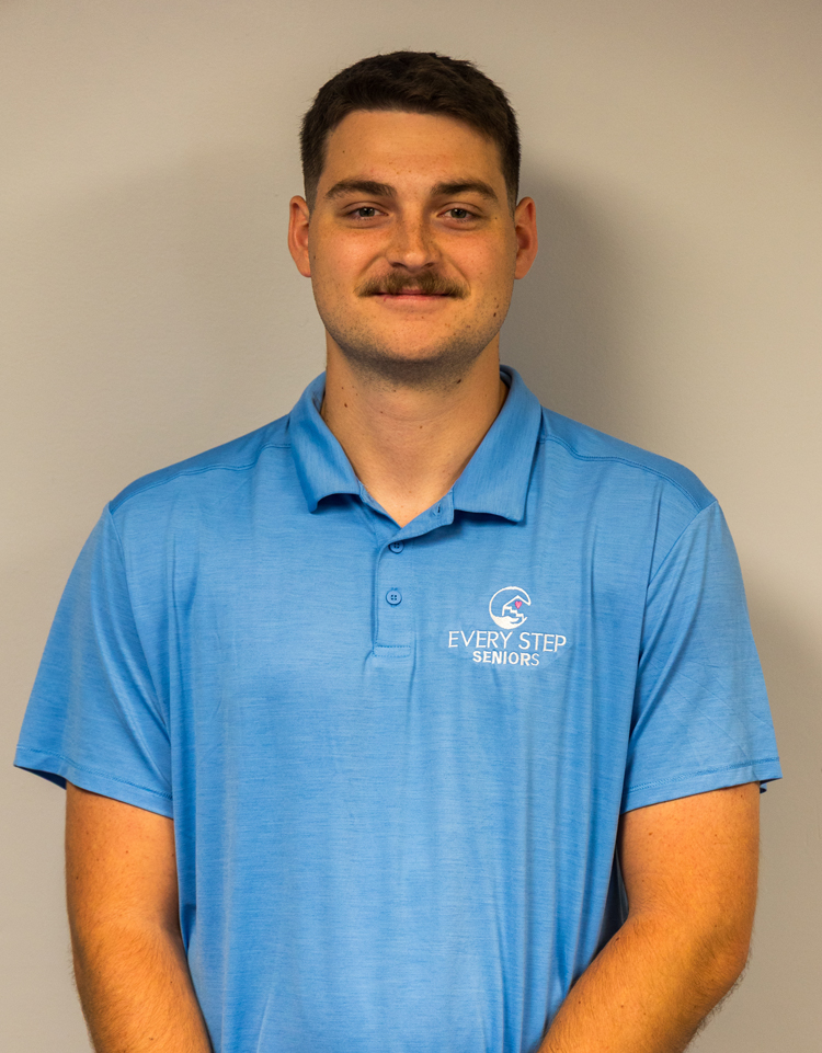 a man wearing a blue shirt