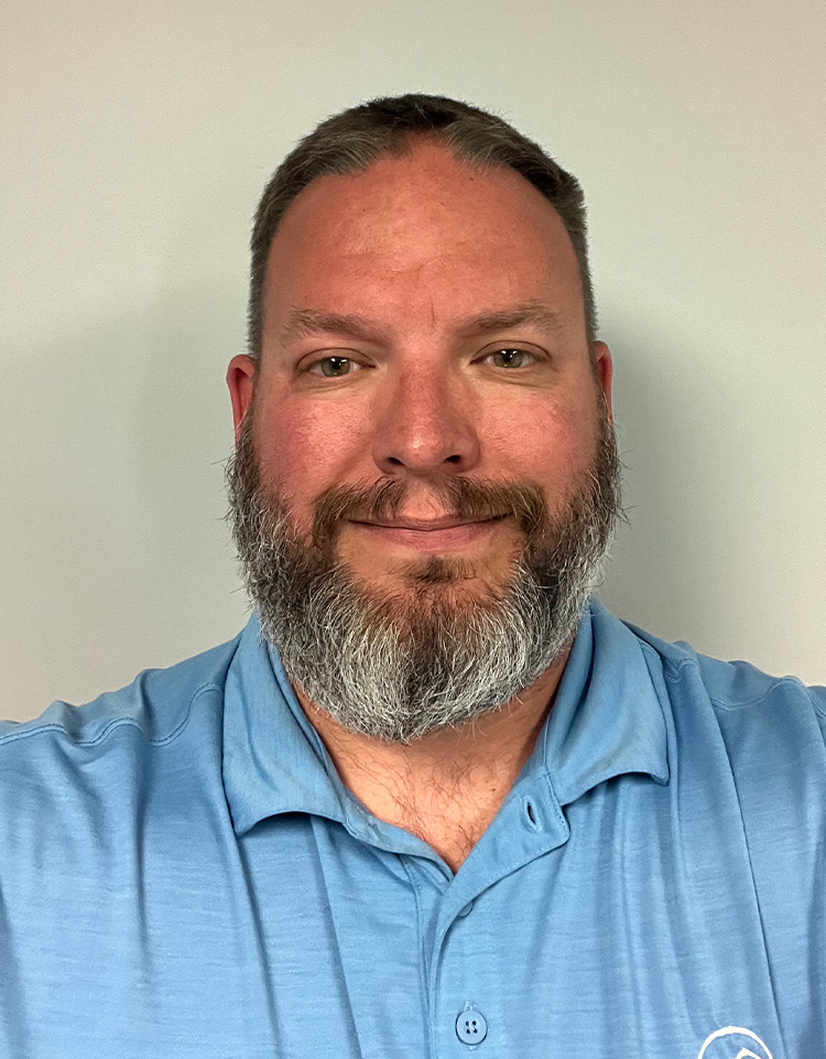 a man wearing a blue shirt